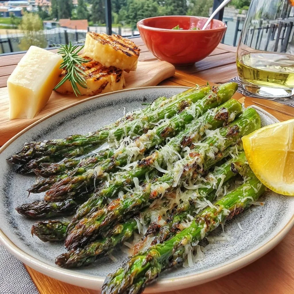 Gerösteter Spargel mit Knoblauch und Parmesan
