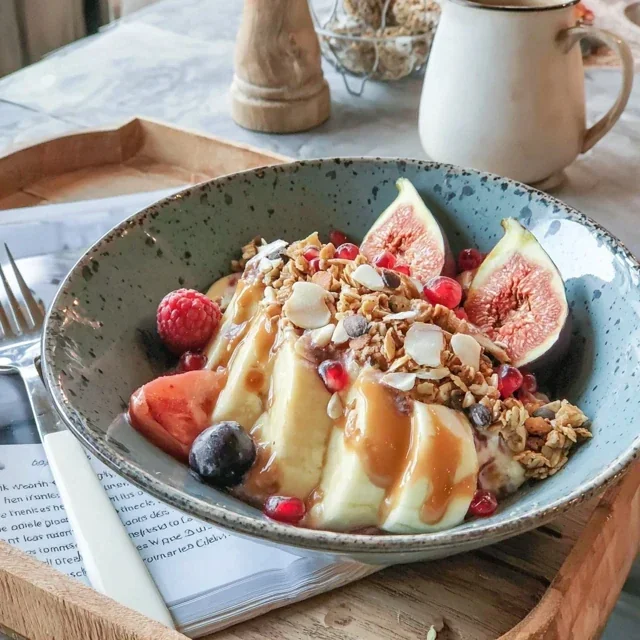 Açaí-Bowl mit roten Früchten und Granola