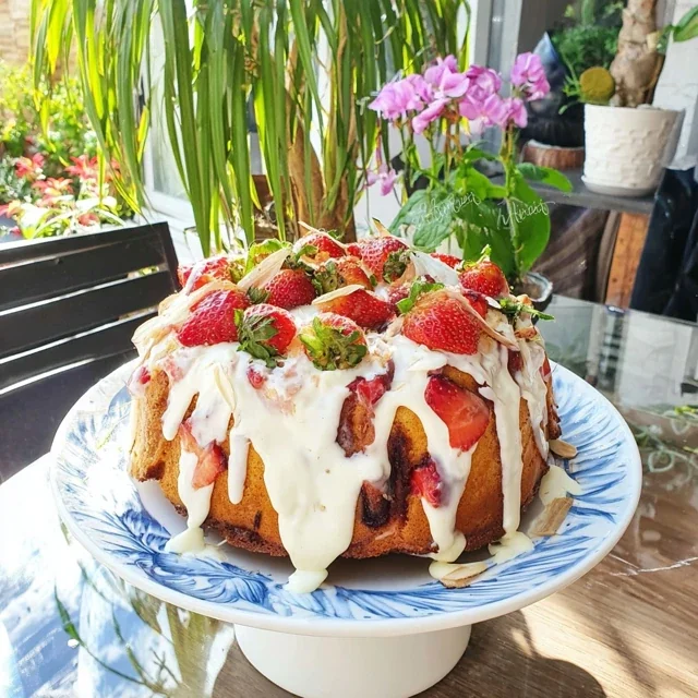 Marmorkuchen mit Vanille und Erdbeere