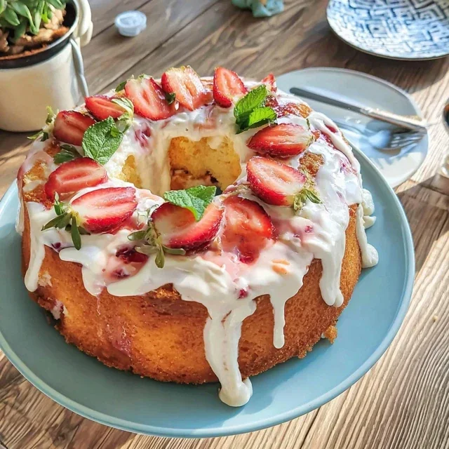 Marmorkuchen mit Vanille und Erdbeere